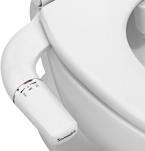SAMODRA Ultra-Slim Bidet Attachment for Toilet – Dual Nozzle (Frontal & Rear Wash) Hygienic Bidets for Existing Toilets – Adjustable Water Pressure Fresh Water Toilet Bidet – Easy to Install