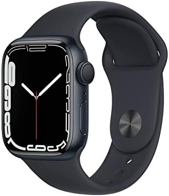 Apple Watch Series 7 (GPS, 41mm) Midnight Aluminum Case with Midnight Sport Band, Regular (Renewed)