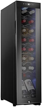 Ivation 16 Bottle Compressor Wine Cooler Refrigerator w/Lock | Large Freestanding Wine Cellar For Red, White, Champagne or Sparkling Wine | 41f-64f Digital Temperature Control Fridge Glass Door Black