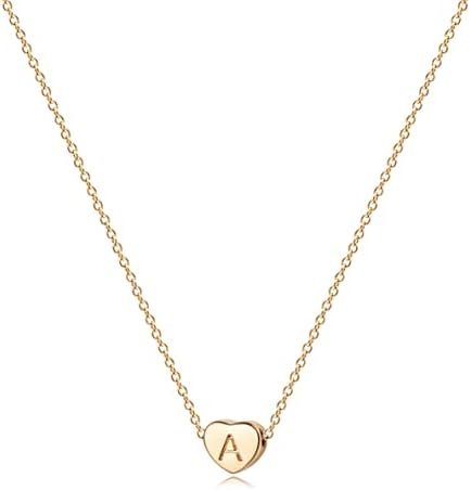 Tiny Gold Initial Heart Necklace-14K Gold Plated Handmade Dainty Letter Heart Necklace Gift for Women Necklace Jewelry