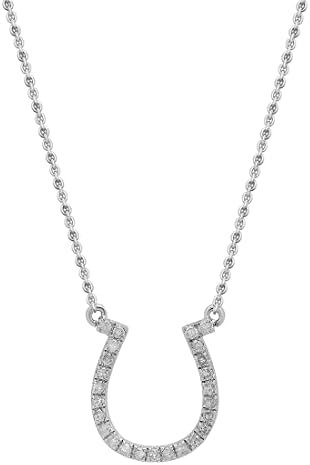 Dazzlingrock Collection 0.22 Carat (ctw) Round White Diamond Horseshoe Pendant with 18 inch Chain for Women in 10K Gold