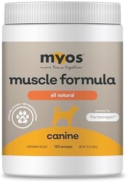 MYOS Canine Muscle Formula – Clinically Proven All-Natural Muscle Building Supplement – Reduce Muscle Loss in Aging Dogs and Improve Recovery from Injury or Surgery, 12.7 Ounce