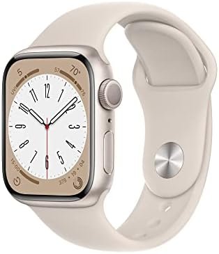 Apple Watch Series 8 (GPS, 41MM) – Starlight Aluminum Case with Starlight Sport Band (Renewed Premium)
