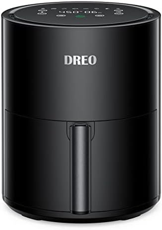 Dreo Air Fryer – 100℉ to 450℉, 4 Quart Hot Oven Cooker with 50 Recipes, 9 Cooking Functions on Easy Touch Screen, Preheat, Shake Reminder, 9-in-1 Digital Airfryer, Black, 4L (DR-KAF002)