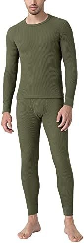 LAPASA Men’s Cotton Waffle Thermal Underwear Set Top Long Sleeve Warm Long Johns Base Layer Shirt & Bottom Cold Weather M60