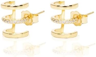 Small studs – gold plated or silver – earrings with zircons Mar Manuel Jewelry 1 pair
