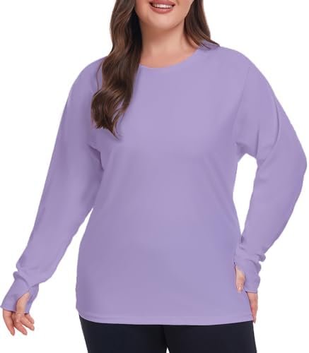 Inno Butter-Soft UPF 50+ Plus Size Workout Shirt for Women Long Sleeves Moisture Wicking Tshirt Running Hiking Sports Tops