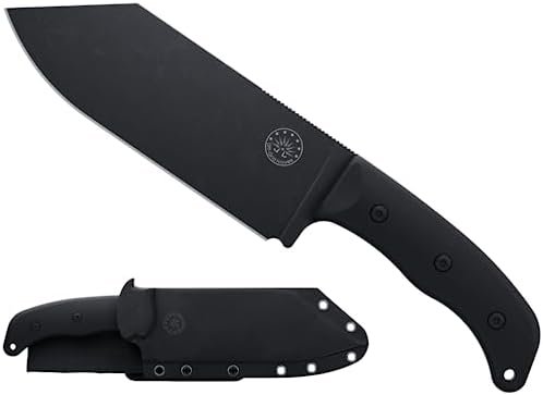 Off-Grid Knives – Grizzly V2 Camp Kitchen Chef Knife with Sandvik 14C28N Stainless Steel, Kydex Sheath and Belt Clip, G10 Scales, BBQ, Camping & Home Kitchen Use (Blackout)