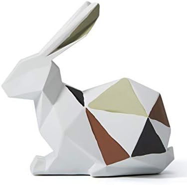 HAUCOZE Rabbit Statue Sculpture Modern Bunny Decor Home Gifts Table Centerpiece Crafts Polyresin Arts 6.1inch
