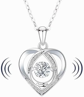 Heart Pendant Necklace Gifts for Women Moissanite Necklace Engraved ‘I Love You’ for Wife Birthday Gift for Girlfriend Girls Her Mom Anniversary Mother’s Day Christmas Eternity Jewelry Present