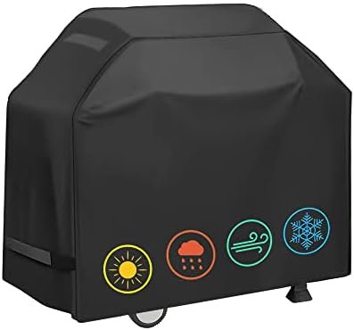 Grill Cover, Waterproof BBQ Grill Cover, 58 inch Rip-Proof and Anti-UV Barbecue Gas Grill Cover Compatible for Weber Char-Broil Nexgrill Grills and More