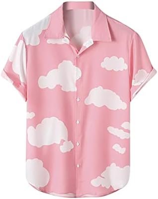 Hawaiian Shirts for Men Short Sleeve Summer Cloud Print Bowling Shirt Beach Holiday Casual Button Down Shirts Tops