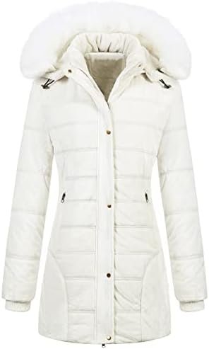 Chrisuno Women’s Warm Winter Coat Velvet Puffer Jacket Quilted Faux Fur Hood