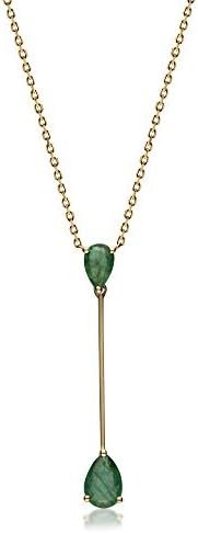 Gin & Grace 10K Yellow Gold Natural Zambian Emerald Pendant for women | Ethically, authentically & organically sourced Pear-cut Emerald hand-crafted jewelry for her | Emerald Pendant for women