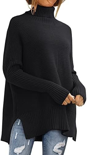 LILLUSORY Women’s Oversized Turtleneck Sweaters 2023 Fall Batwing Sleeve Ribbed Tunic Sweater