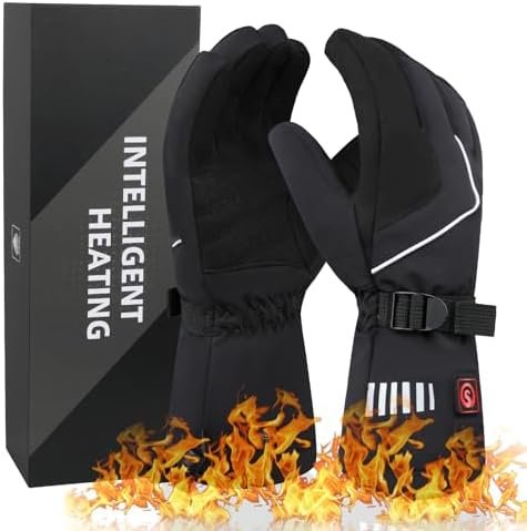 Rechargeable Heated Gloves for Men & Women, 3-Level Temperature Control, Touchscreen, Waterproof and Warm, Ideal for Cycling, Skiing, Skating, Hiking (2023 New)