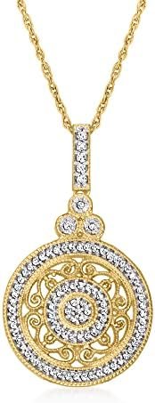 Ross-Simons 0.25 ct. t.w. Diamond Openwork Circle Pendant Necklace in 18kt Gold Over Sterling. 18 inches