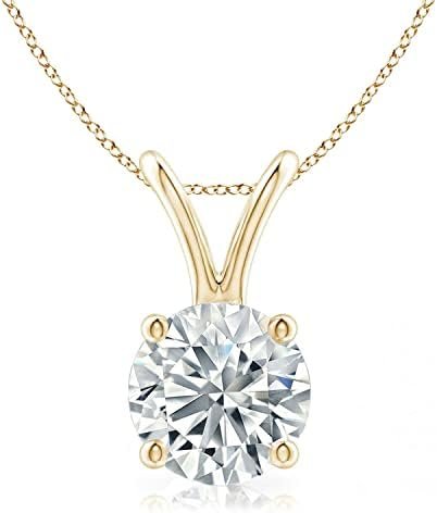 The Diamond Deal .25-1.00 Carat Round Shape Brilliant Solitaire Lab-Grown Diamond Solitaire Pendant Necklace For Women Girls infants | 14k Yellow or White or Rose/Pink Gold With 18″ Gold Chain