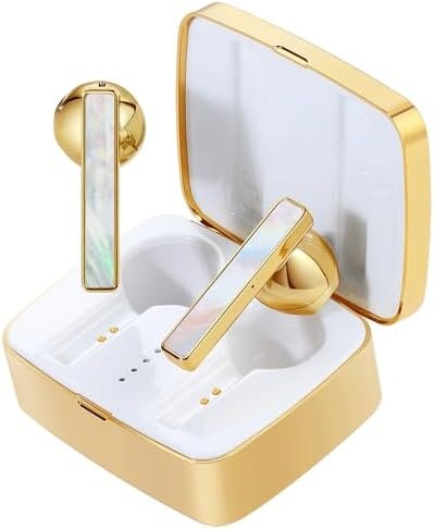 ELLA’S EARS Wireless Earbuds for Pretty Women Noise Cancelling Bluetooth Headphones with Jewelry Box and Led Light 100 Hrs Playtime Headset with Charging Case Half-Ear Earphones for Android/iOS