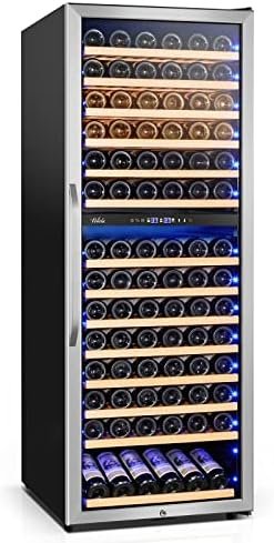 24 Inch Wine Cooler Fridge Dual Zone, Professional Large Capacity High Wine Refrigerator with Powerful Compressor, Quiet Operation and Elegant Design-KMHJ408D