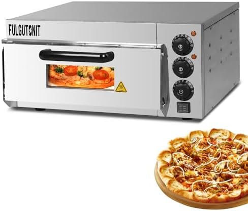 Fulgutonit Pizza Oven Countertop, 16″ Electric Pizza Oven Indoor, Commercial Pizza Maker, Stainless Steel Pizza Cookerwith Pizza Stone and Timer, for Hotel Restaurant Home Baked