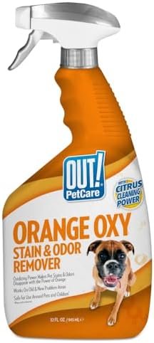 OUT! PetCare Orange Oxy Stain & Odor Remover | Oxy Clean Pet Stain and Odor Eliminator | 32 oz