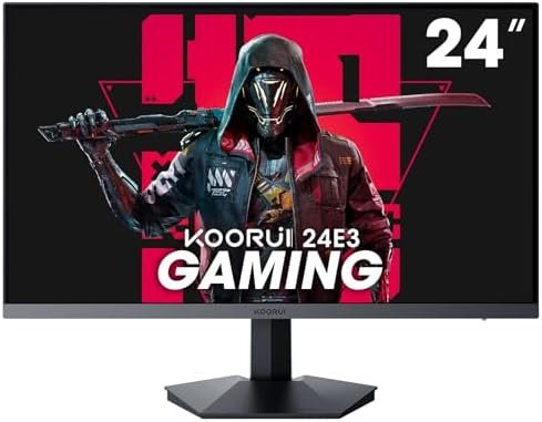 KOORUI 24 Inch Gaming Monitor, 165Hz IPS 1080p 1ms Adaptive Sync, Frameless, HDMI, DisplayPort, Tilt Adjustable, Eye Care, VESA Wall Mount， Black