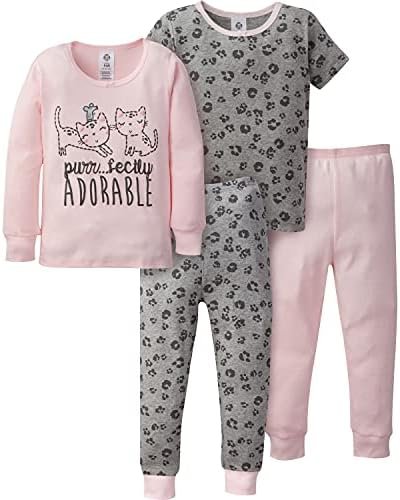 Gerber Baby Girls’ Toddler Snug Fit 4-Piece Pajama Set