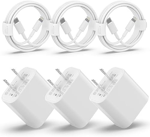 iPhone Charger Fast Charging【MFi Certified】 3 Pack 20W Type C Wall Charger Block with 6FT Long USB C to Lightning Cable Compatible with iPhone 14/13/12/12 Pro Max/11/Xs Max/XR/X,AirPods Pro