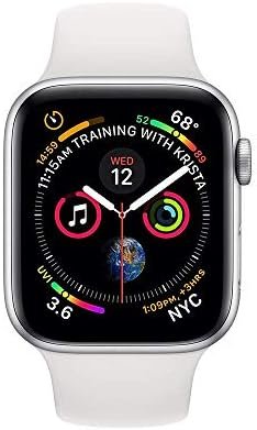 Apple Watch Series 4 (GPS + Cellular, 44MM) – Silver Aluminum Case with White Sport Band (Renewed)
