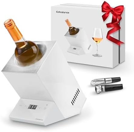Wine Chiller Electric,Cobalance Wine Bottle Chiller with Aerator Pourer for 750ml Wine or Some Champagne, Single Iceless Wine Cooler for Parties,Bar Club Accessories,Christmas Gifts for Wine Lovers