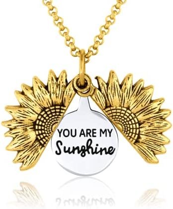 Bee Kind The Original You Are My Sunshine Sunflower Necklace for Girls – A Sunflower Locket Necklace Made With Stainless Steel and 18K Gold Plating comes with Personalized Gift with Box for Women
