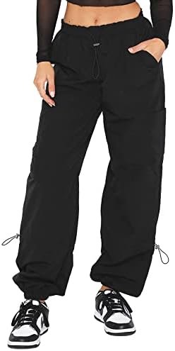 DISCIPBUSH Cargo Pants Women Baggy, Parachute Pants for Women Trendy, Y2K Pants, Streetwear Women with Four Pockets