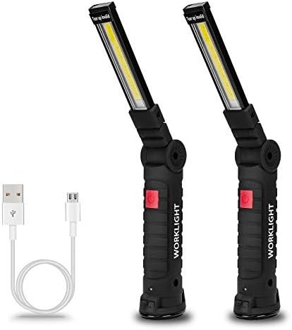 Lmaytech Tool Gifts for Men 2Pack Rechargeable LED Work Lights with Magnetic Base, 360° Rotation,Versatile Lighting for Repairs, Outdoors,Christmas Gifts,Stocking Stuffers Mens Gifts