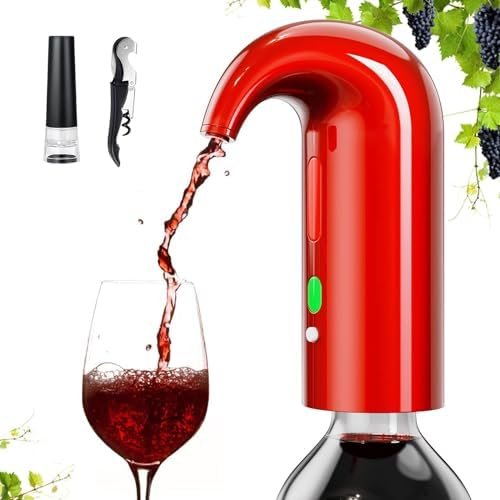 Electric Wine Aerator, Wine Aeration and Decanter Wine Dispenser Spout Pourer,Wine Accessories Gift for Wine Lovers-Red