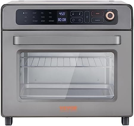 VEVOR 12-IN-1 Air Fryer Toaster Oven, 25L Convection Oven, 1700W Stainless Steel Toaster Ovens Countertop Combo with Grill, Pizza Pan, Gloves, 12 Slices Toast, 12-inch Pizza, Home and Commercial Use