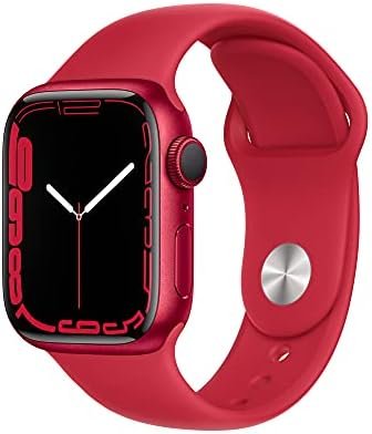 Apple Watch Series 7 [GPS 41mm] Smart Watch w/ (Product) RED Aluminum Case with (Product) RED Sport Band. Fitness Tracker, Blood Oxygen & ECG Apps, Always-On Retina Display, Water Resistant