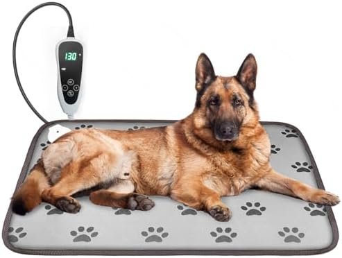 GOLOPET Large Dog Heating Pad for Dogs 34×21 in Waterproof Pet Heating Pad Smart Thermostat Switch, Whelping Supplies Heated Dog Bed, Add Chew-Resistant Steel Cord Puppy Heating Pad Mat-Paw Print