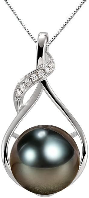 NONNYL Gifts for Women-Tahitian-Black-Pearl-Necklace-Gift for Wife Wedding Birthday Anniversary-Mom Girlfriend Her Mothers Day Valentines Day Christmas 18K Gold Plated Sterling Silver Pearl Pendant