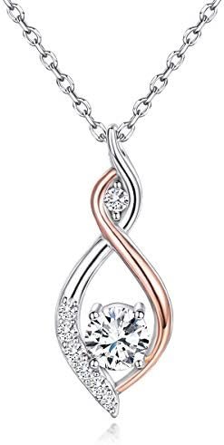 ASHLI JENA Silver Necklaces for Women 925 Sterling Silver Necklace Infinity Love Pendant CZ Diamond Necklace Women Jewelry Gifts for Valentine’s Day