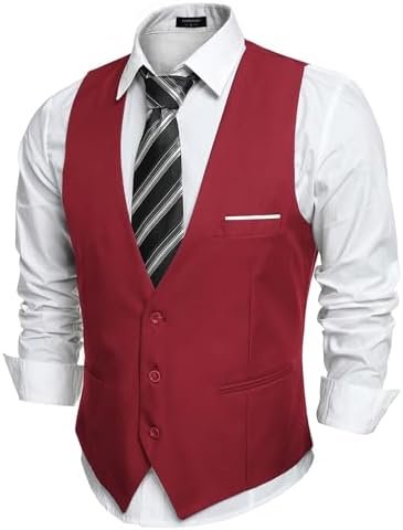COOFANDY Men’s Casual Business Suit Vest Slim Fit Formal Dress Waistcoat Vest