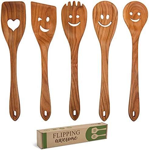 Spatula Set Cherry Wood Spurtle Supplies Cast Scraper Wooden Spoons For Cooking Smile Coocking Multipurpose Utensil