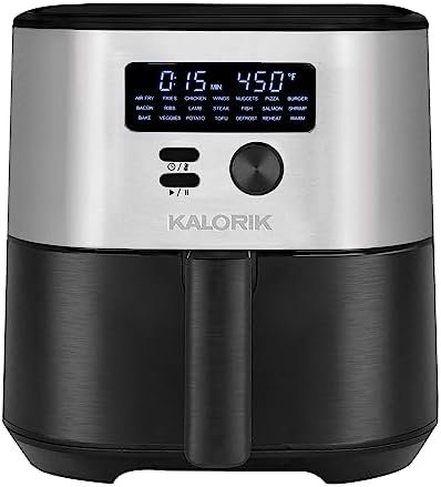 Kalorik MAXX® 7 Quart Air Fryer 1750W, 7-in-1 Air fry, Bake, Roast, Broil, Defrost, Reheat, and Warm food, LED Display, 21 Presets, 4 Accessories, Recipe book, FT 50930 OW