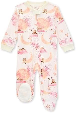 Burt’s Bees Baby Baby Girls’ Sleep and Play Pajamas, 100% Organic Cotton One-Piece Romper Jumpsuit Zip Front Pjs