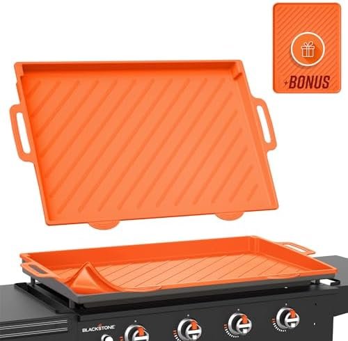 Silicone Griddle Mat for Blackstone Grill – Heavy Duty & Food Safe – 36″/28″ – Outdoor Large Grill Cover – Comprehensive Blackstone Cover – 36” Full Cover for Blackstone 36 Inch Griddle – Orange