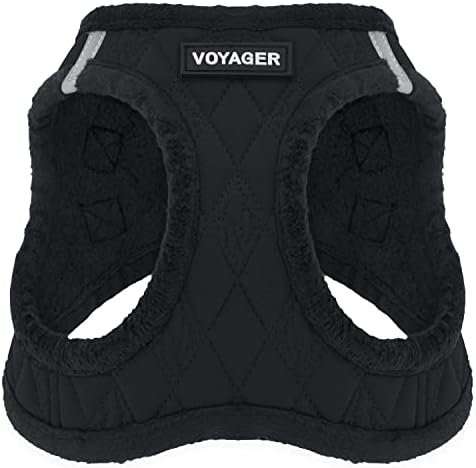 Voyager Step-In Plush Dog Harness – Soft Plush, Step In Vest Harness for Small and Medium Dogs by Best Pet Supplies – Black Plush, S (Chest: 14.5 – 16″)