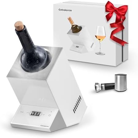 Wine Chiller Electric,Cobalance Wine Chillers Bucket for 750ml Red & White Wine or Some Champagne,Single Bottle Wine Cooler on Patio,Portable Iceless Chiller for Poolside Party,Gift Set for Wine Lover