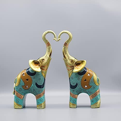 sugutee Good Luck Elephant Decor for Home, Large Gold Elephant Statue for Home Decor, Small Elephant Figurines and Statues (2 Pcs Medium)
