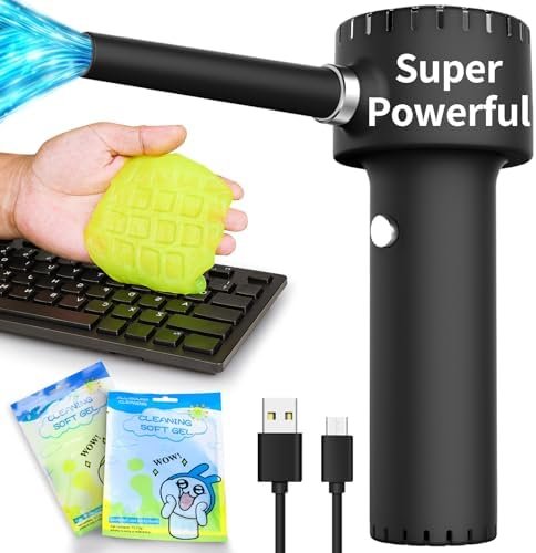 Compressed Air Duster, Electronic Air Duster, Portable 45000 RPM Cordless Dust Blower, 6000mAh Battery Air Can Duster, Powerful Computer Keyboard Cleaning Air Spray, Rechargeable Electric Canned Air