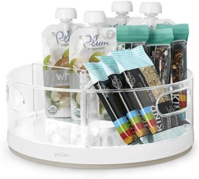 YouCopia Crazy Susan Lazy Susan Organizer, 3 BPA-Free Removable Clear Bins with Handles, Rotating Storage Turntable for Kitchen Cabinet, Pantry and Bathroom Organization